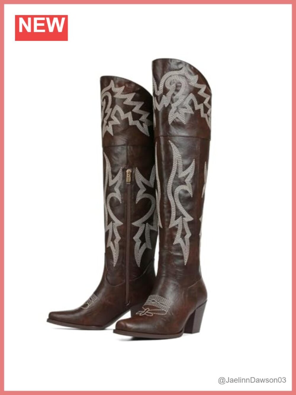 Over-the-Knee Cowboy Boots with Floral Embroidery & Block Heel